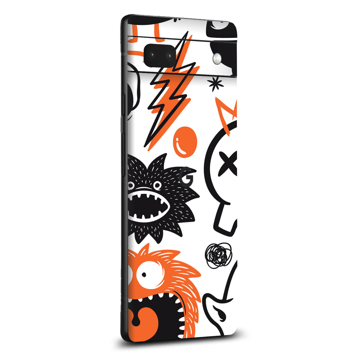 Google Pixel 6a Doodles monster orange skins