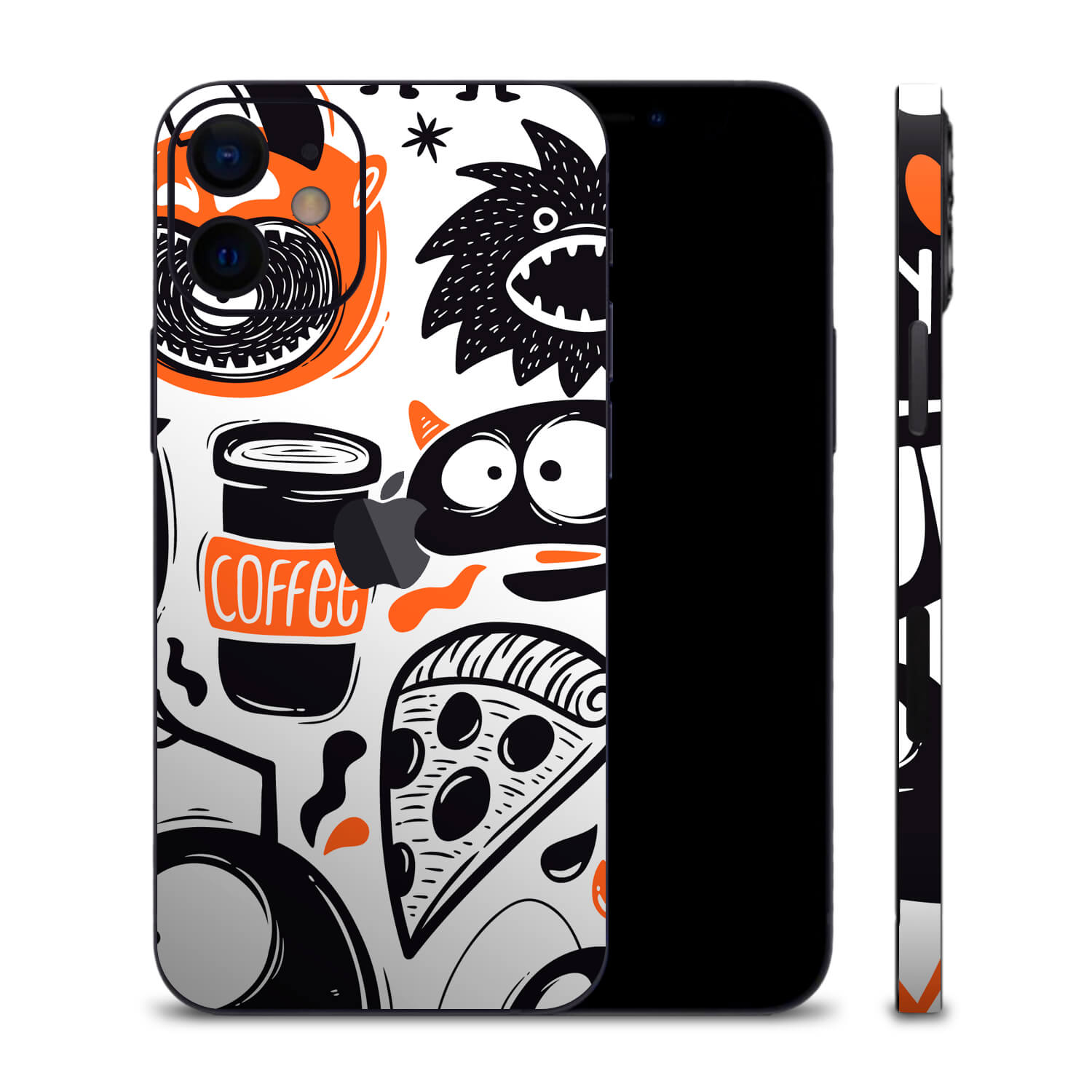 iPhone 12 Doodles monster orange skins