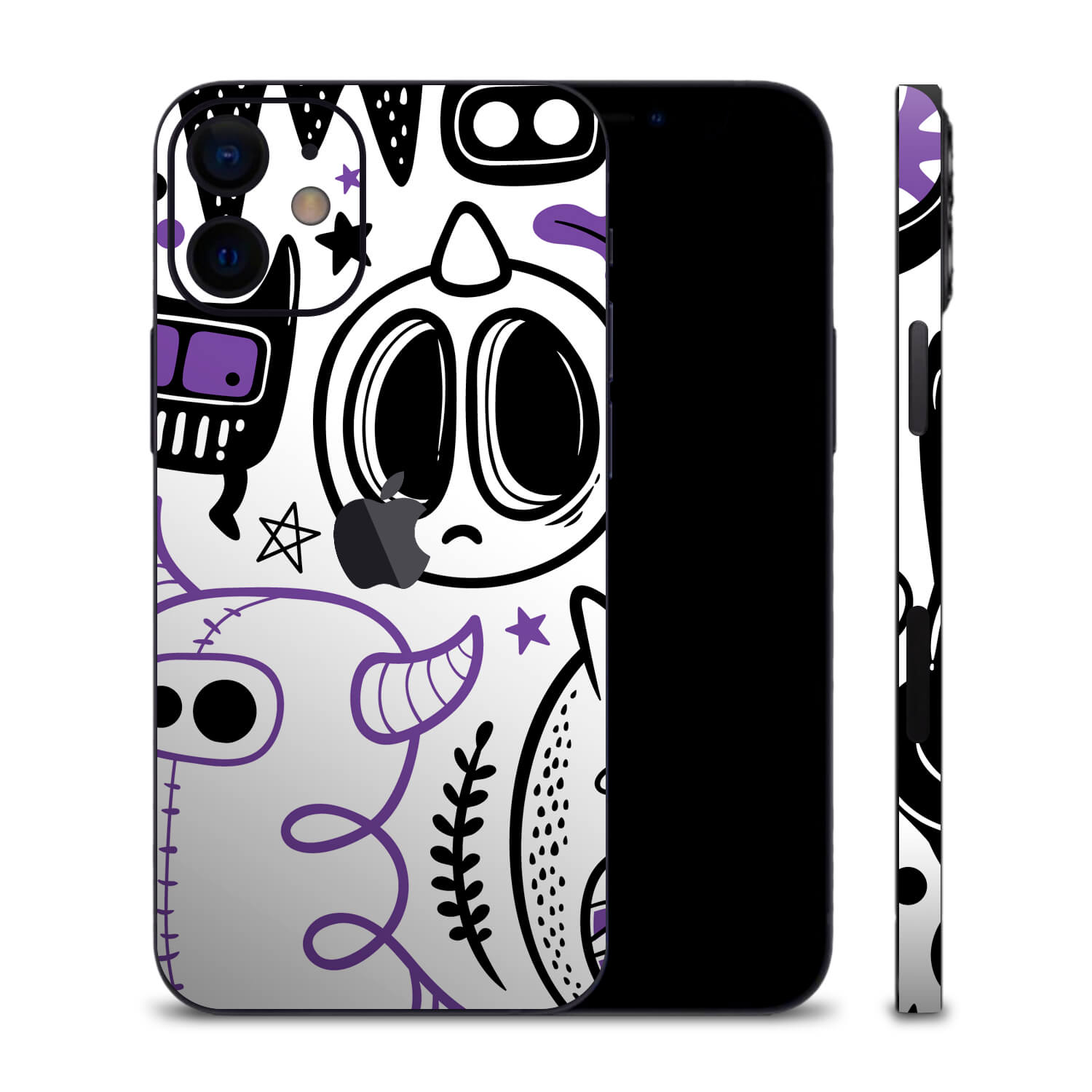iPhone 12 Doodles monster purple skins
