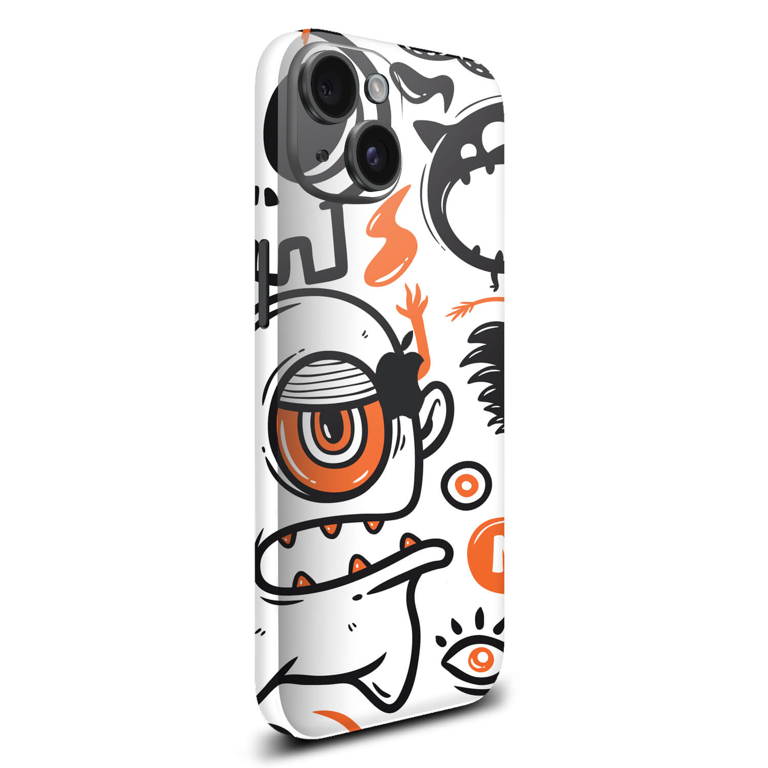 iPhone 15 Doodles monster orange skins
