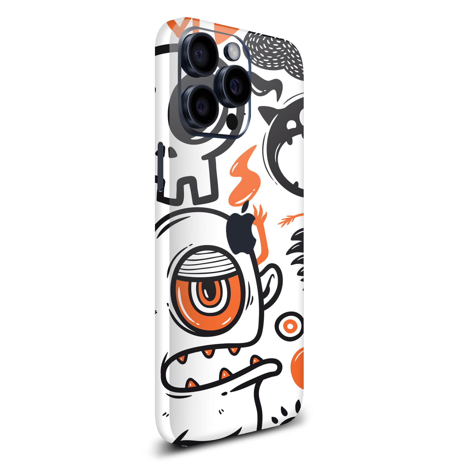 iPhone 15 Pro Max Doodles monster orange skins