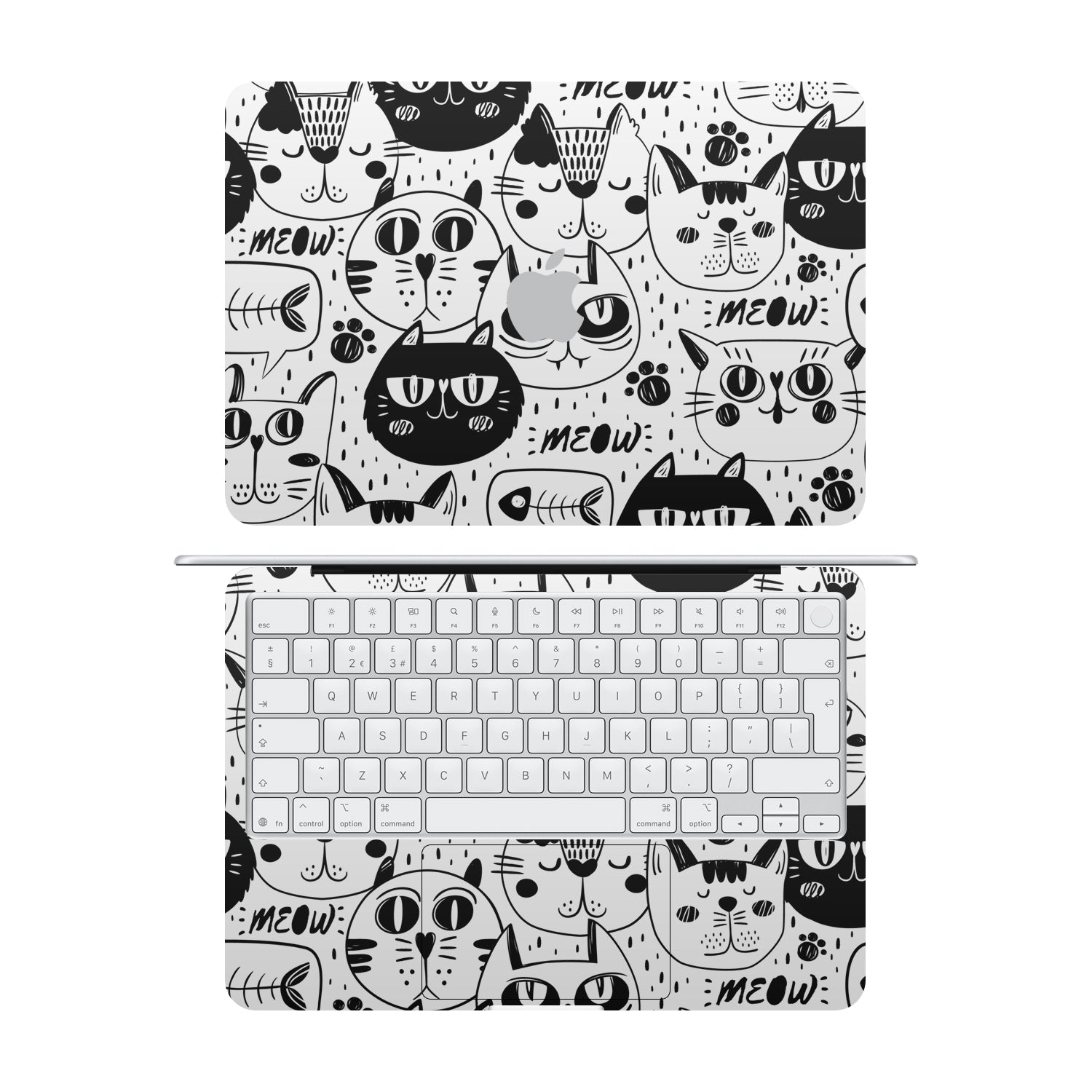 macbook neo doodles cats skins and wraps