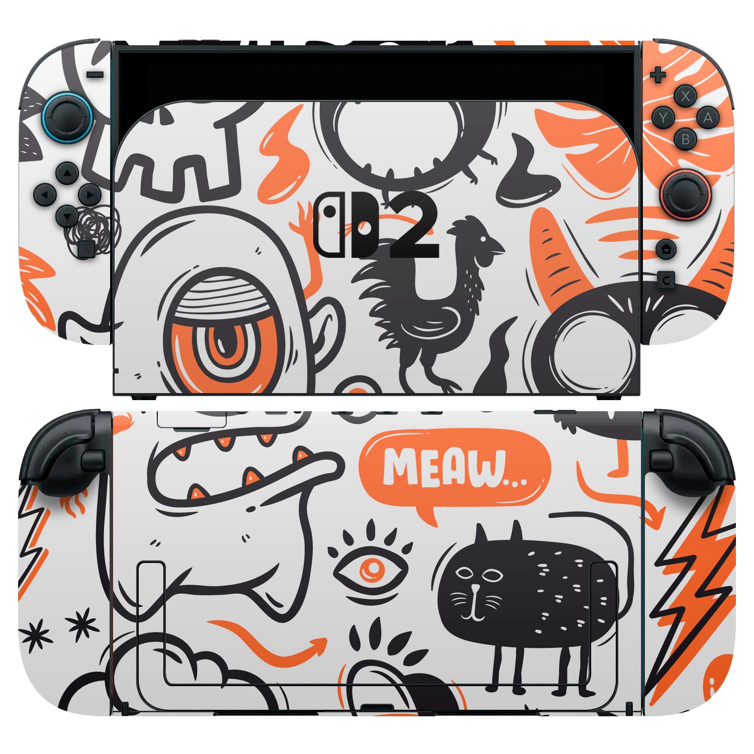 nintendo switch 2 orange monsters skins and wraps