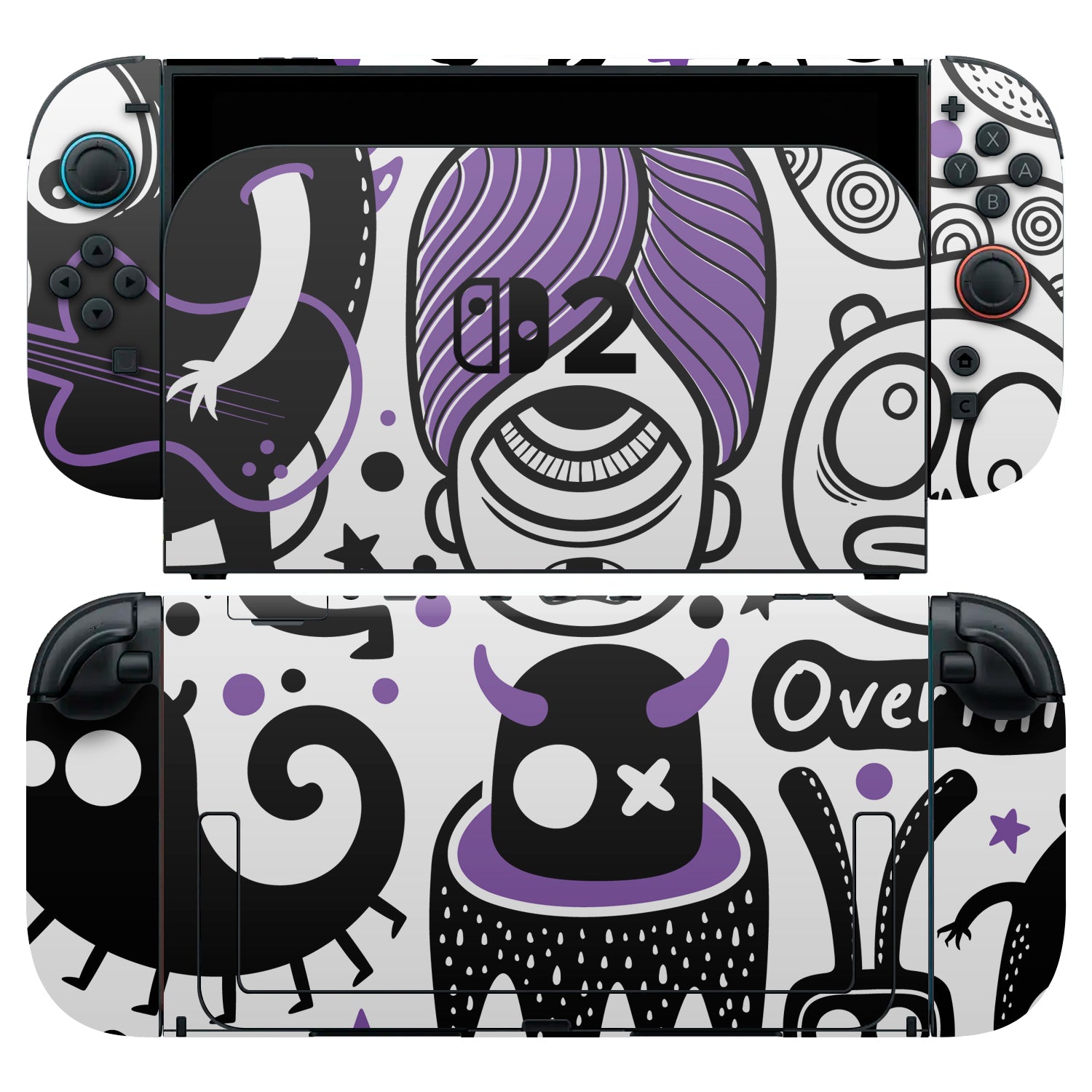 nintendo switch 2 purple monsters skins and wraps