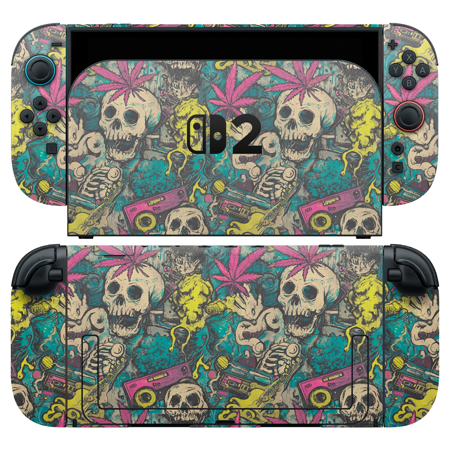 nintendo switch 2 rasta grunge skins and wraps