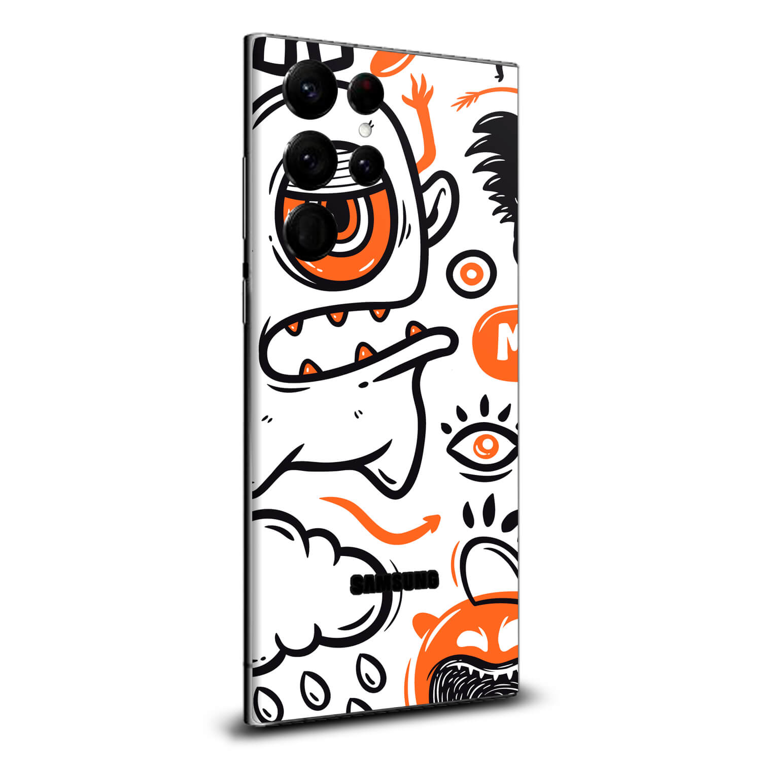 Samsung Galaxy S22 Ultra Doodles monster orange skins