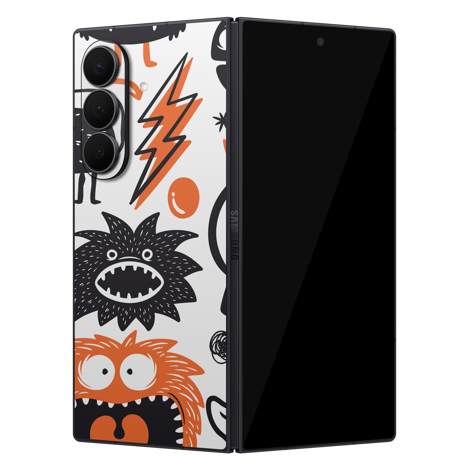 samsung galaxy z fold 7 mosters orange skins and wraps 