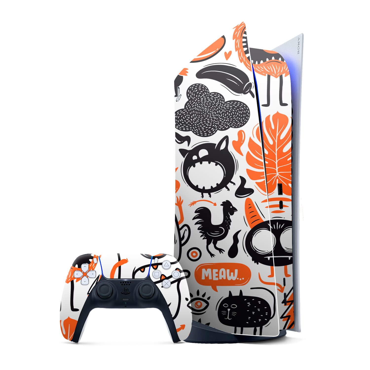 PS5 Digital Edition Doodles monster orange skins