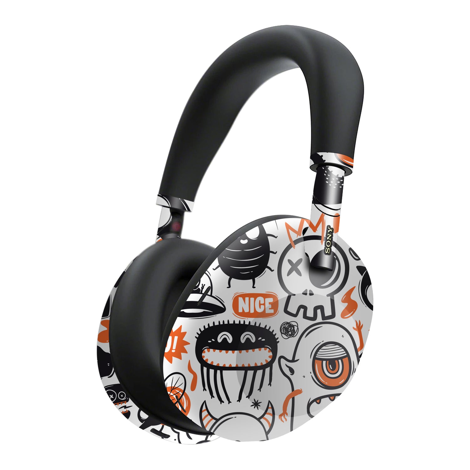sony wh1000xm6 skins and wraps doodles monsters orange