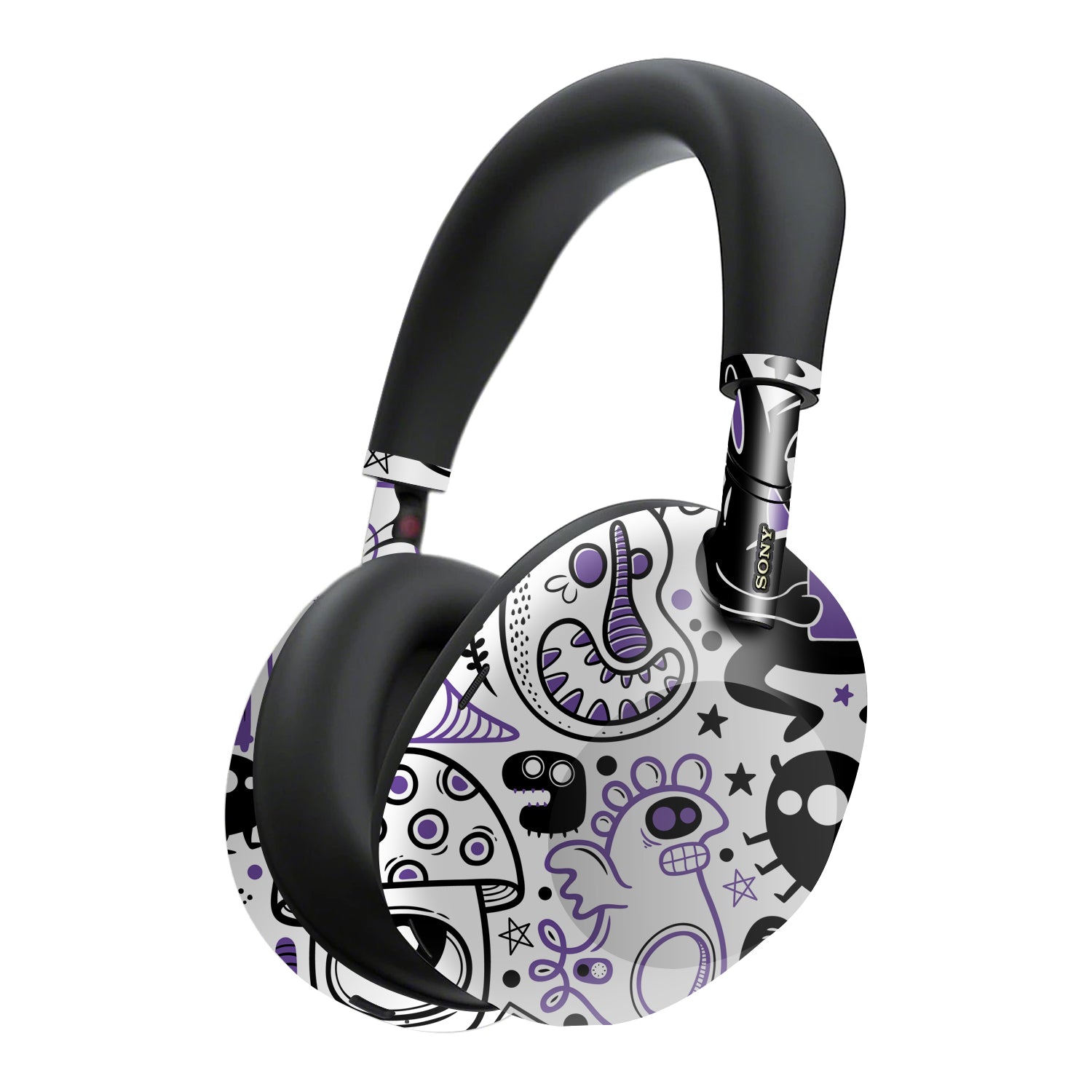 sony wh1000xm6 skins and wraps doodles monsters purple