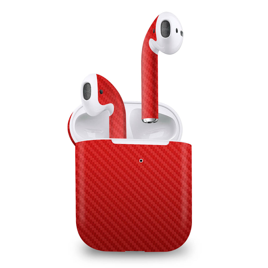 Airpod (Gen 2, Wireless) Red Carbon Fibre Skins