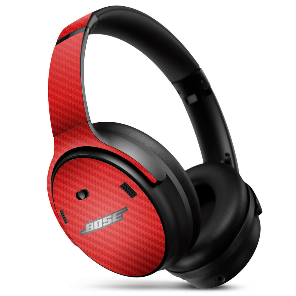 Bose QC45 Headphone Red carbon fibre skins