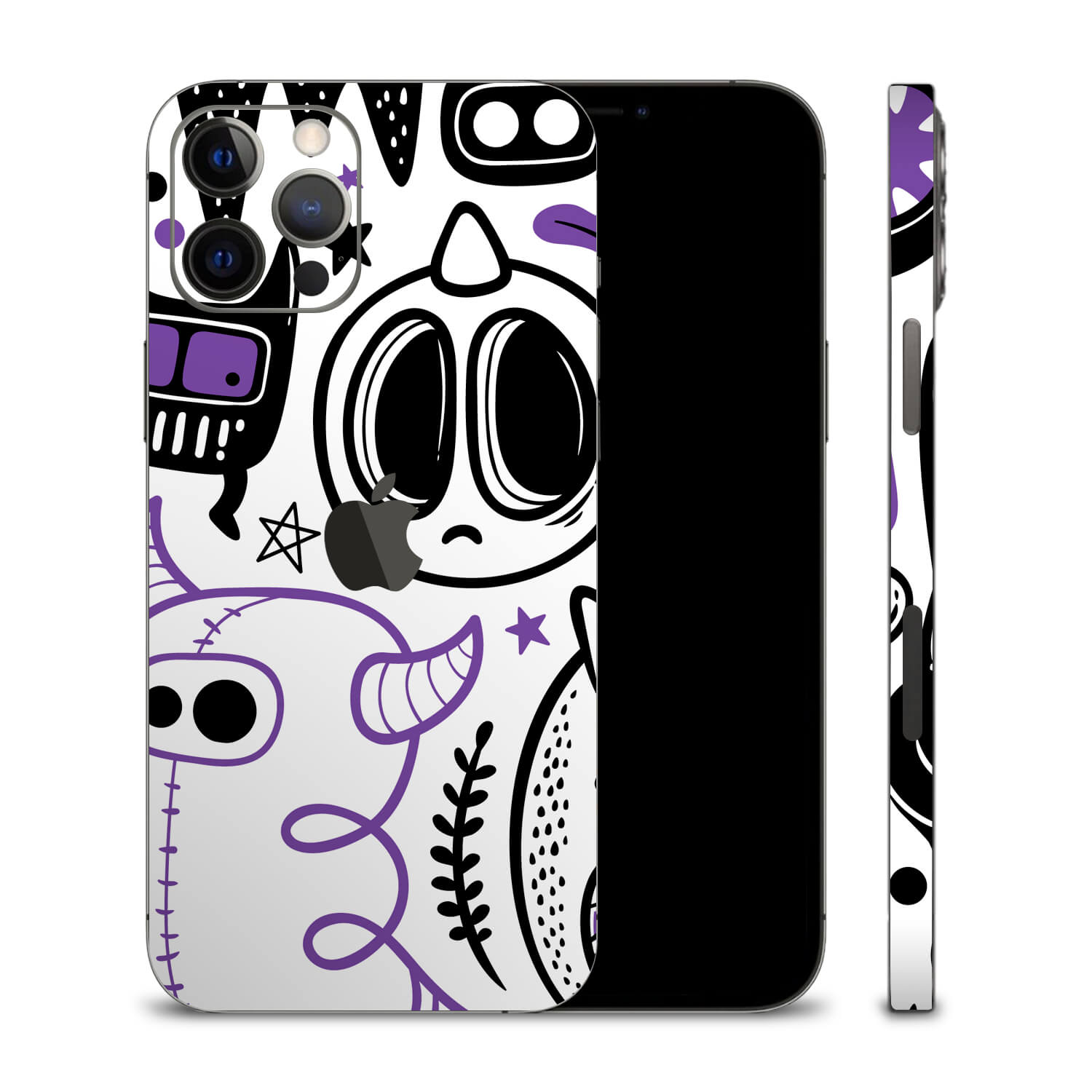 iPhone 12 Pro Max Doodles monster purple skins