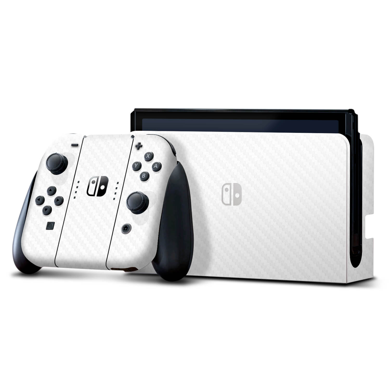 Nintendo Switch OLED White carbon fibre skins