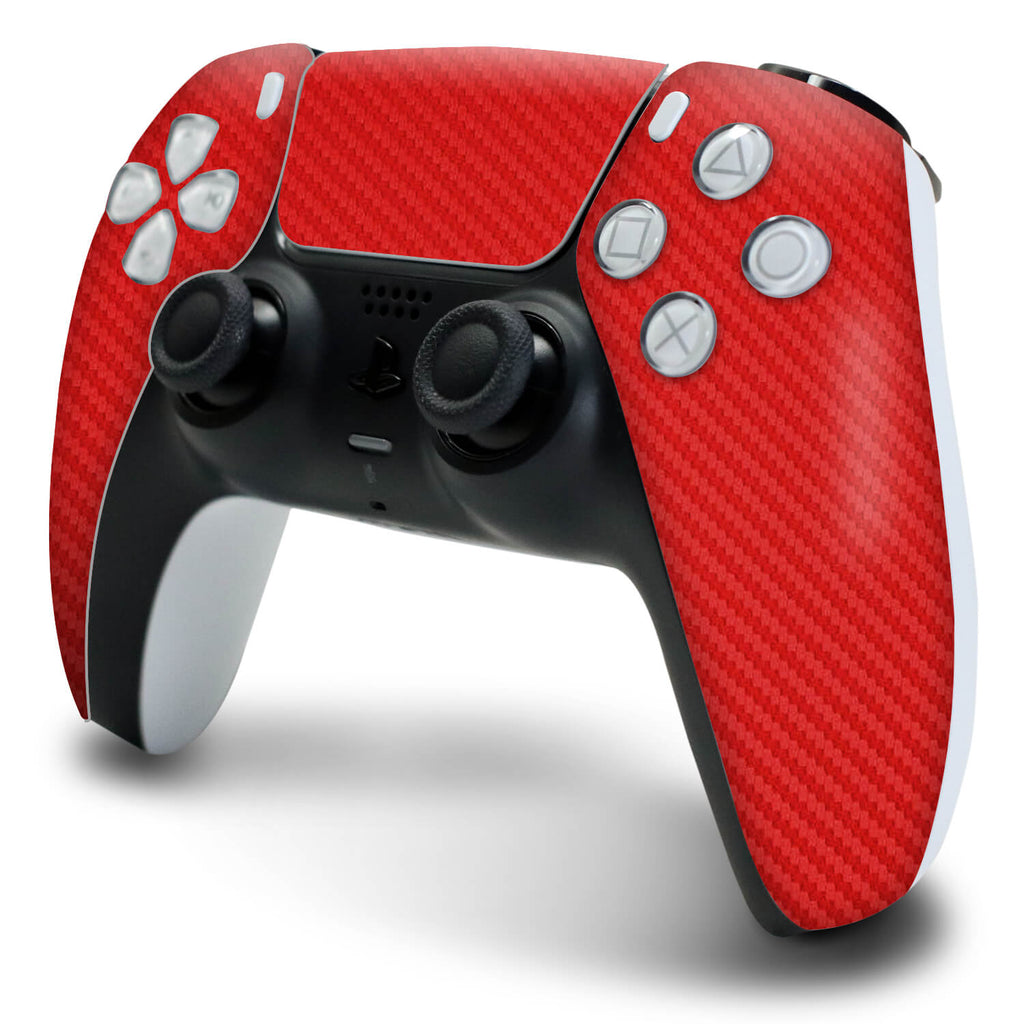 PS5 DualSense Controller Red Carbon Fibre Skins
