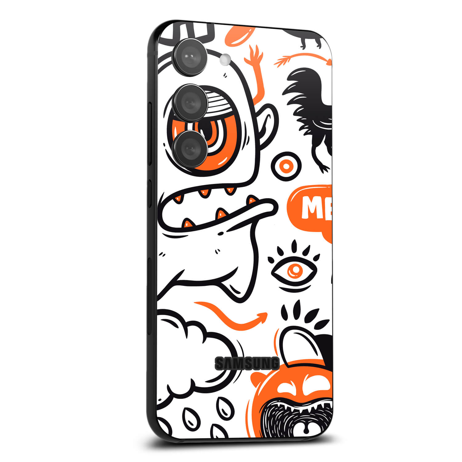 Samsung Galaxy S23 Plus Doodles monster orange skins