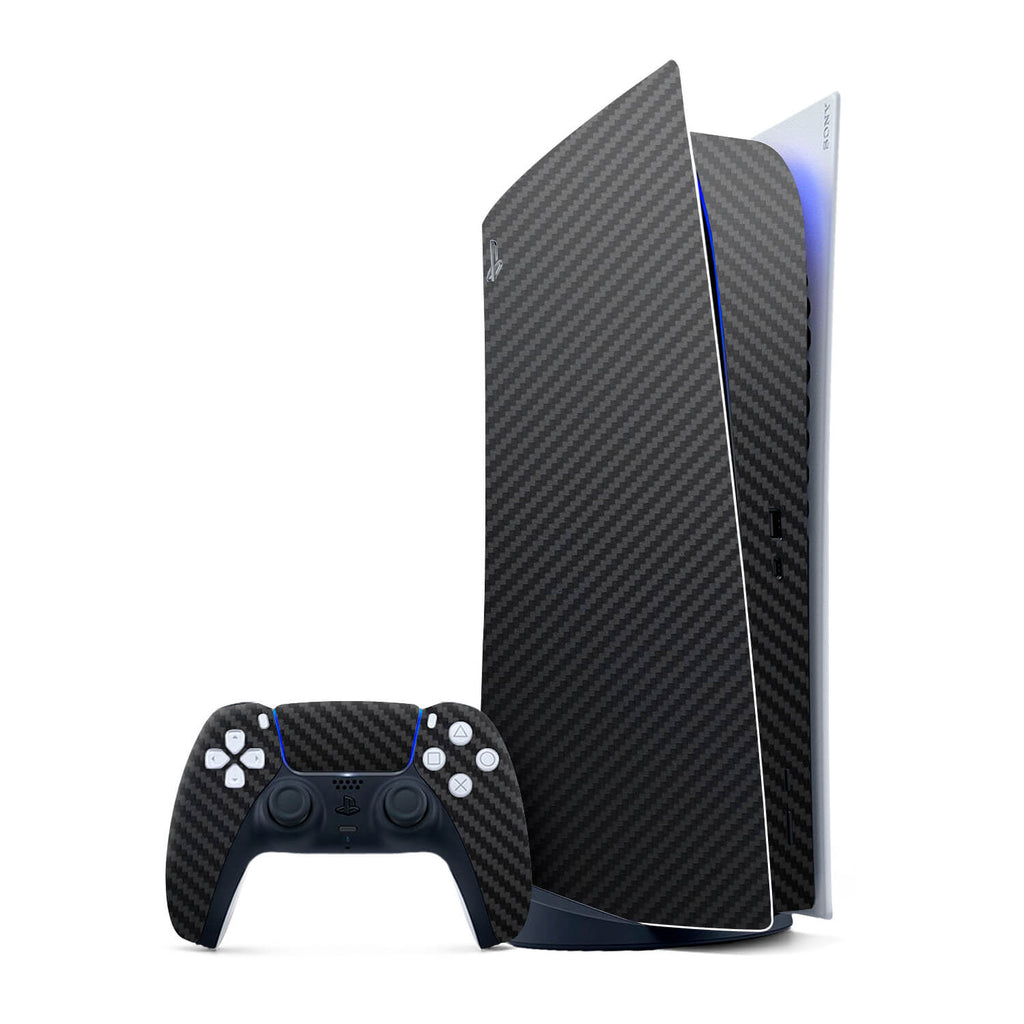 PS5 Digital Edition Black Carbon Fibre Skins