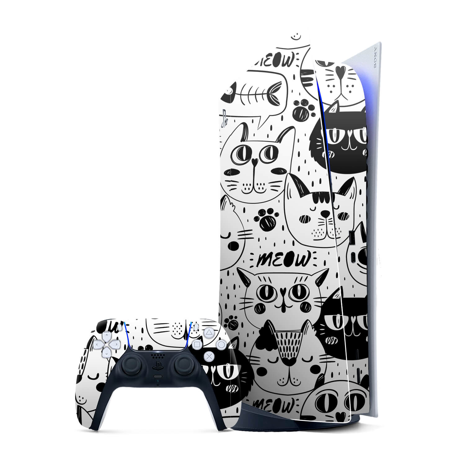 Sony PS5 Digital Console Doodles cat skins