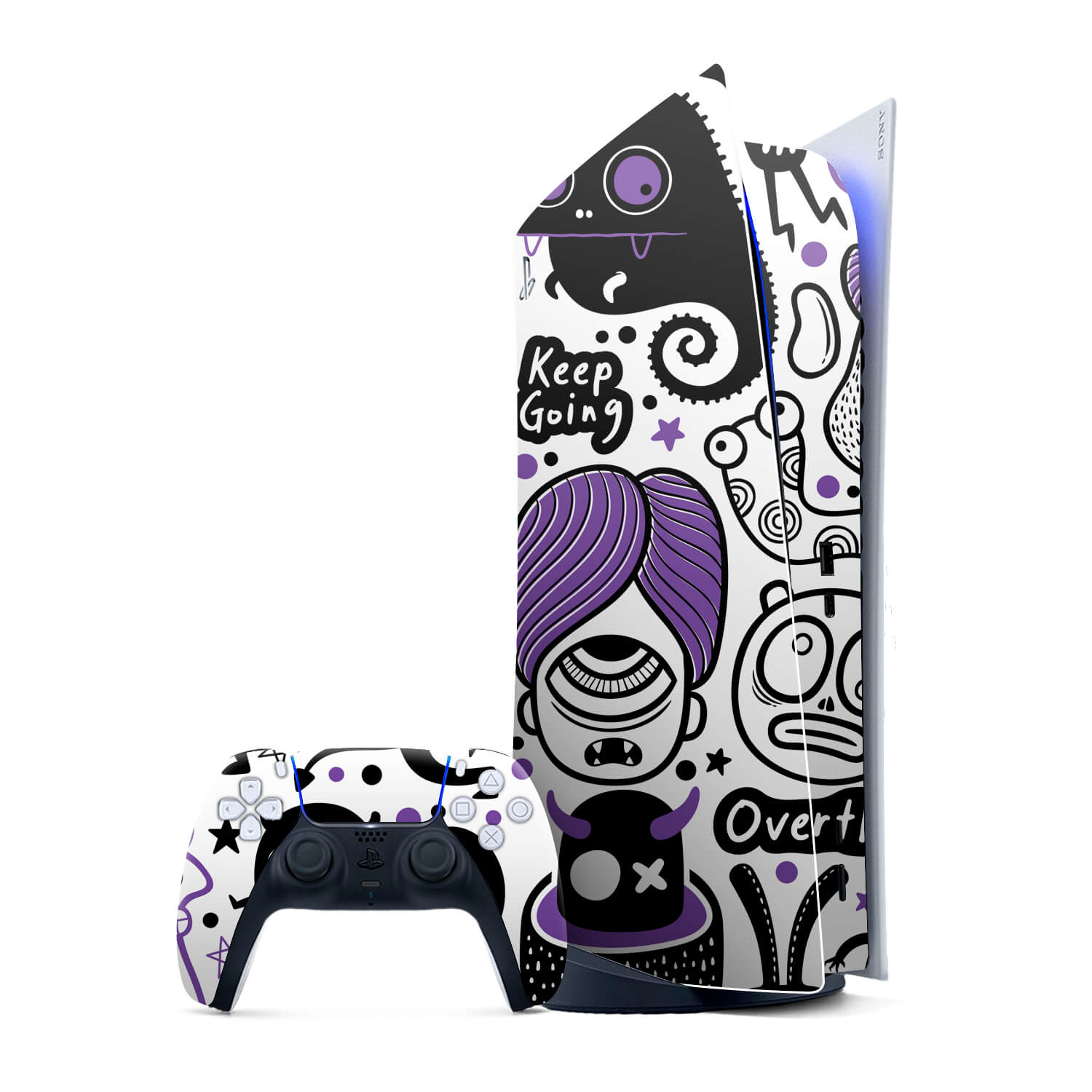 Sony PS5 Digital Console Doodles monster purple skins