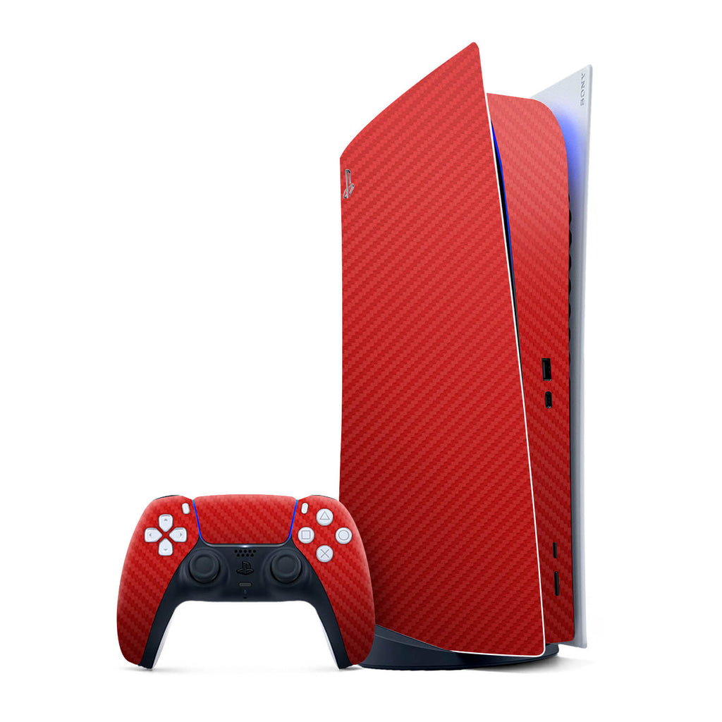 PS5 Digital Edition Red Carbon Fibre Skins