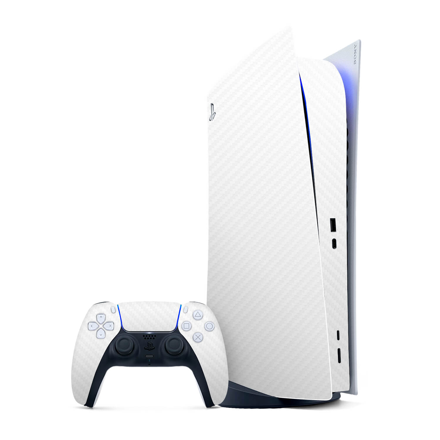 PS5 Digital Edition White Carbon Fibre Skins