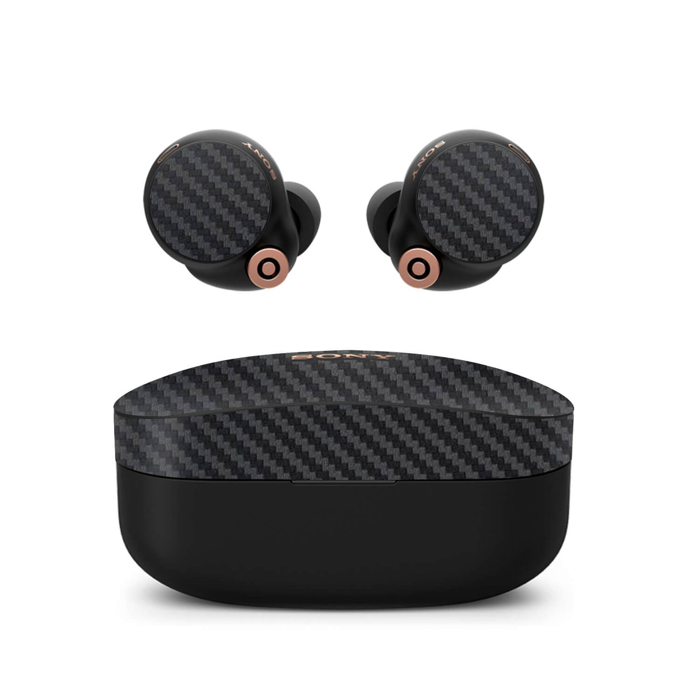 Sony WF-1000XM4 Earbud Black carbon fibre skins