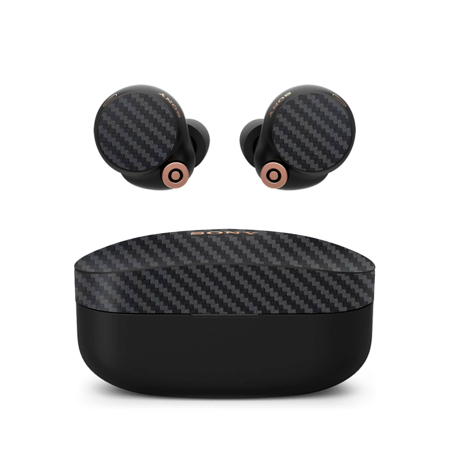 Sony WF-1000XM4 Earbud Black carbon fibre skins