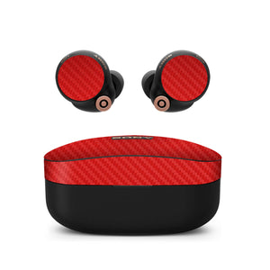 Sony WF-1000XM4 Earbud Red carbon fibre skins
