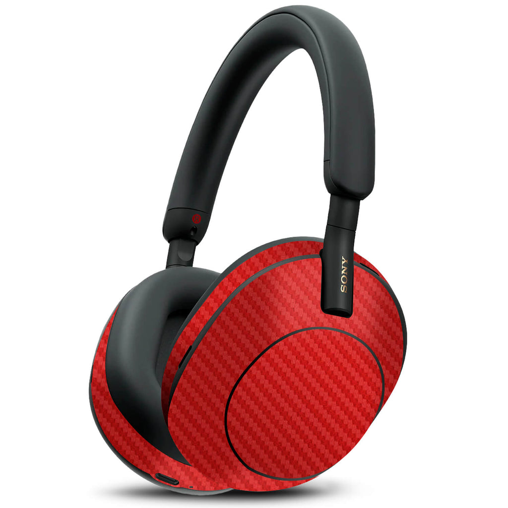 Sony WH1000XM5 Red carbon fibre skins