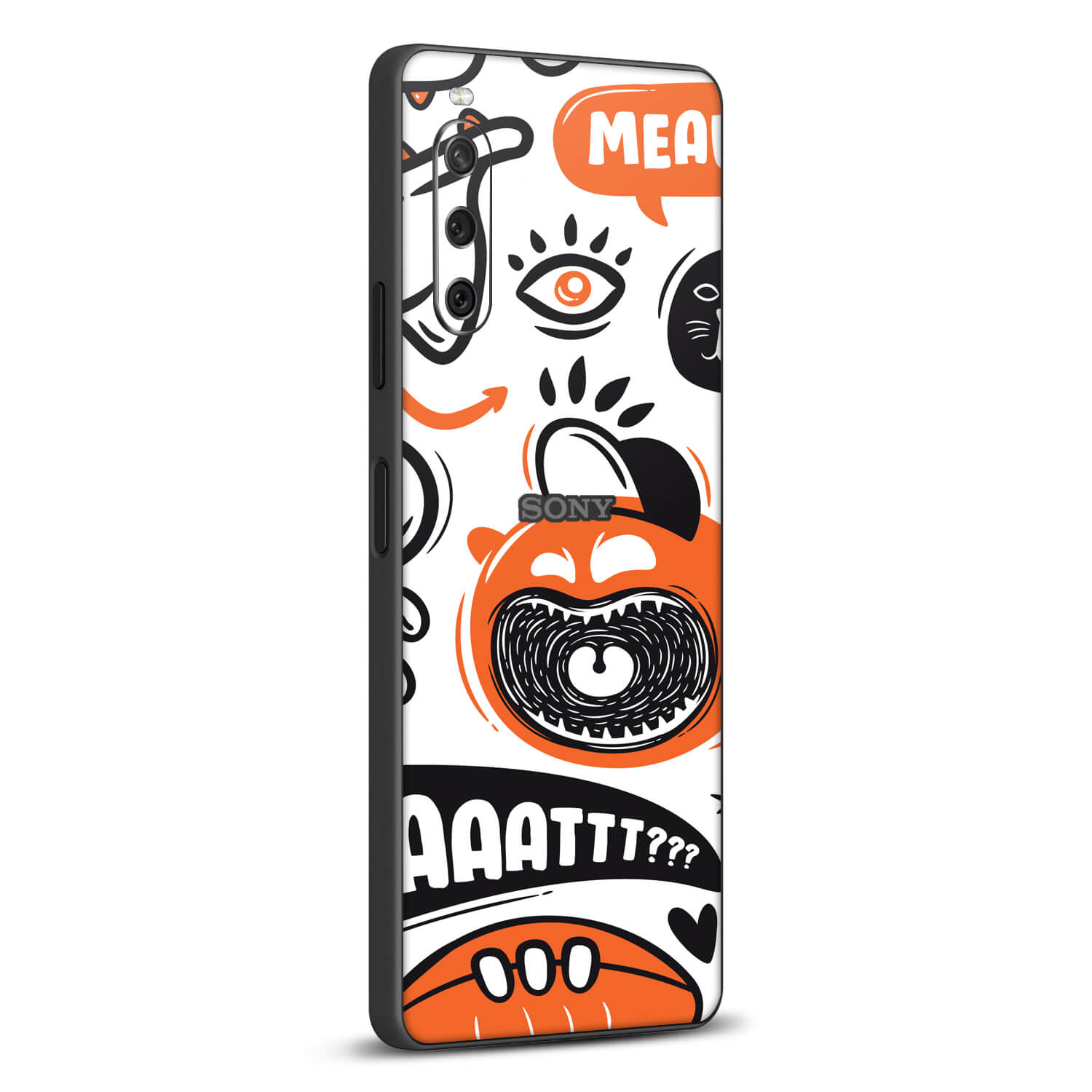 Sony Xperia 10 iv Doodles monster orange skins