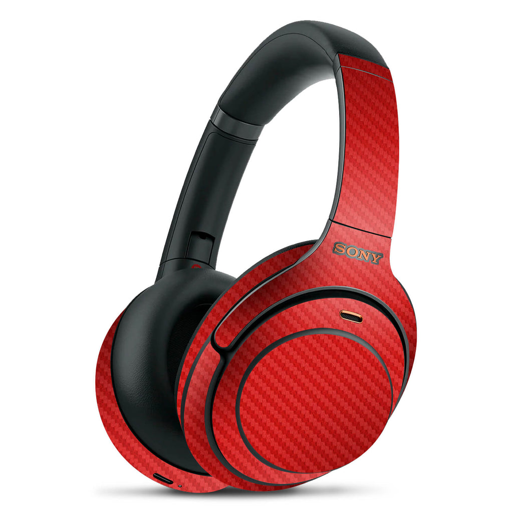 Sony WH1000XM3 Red Carbon Fibre Skins
